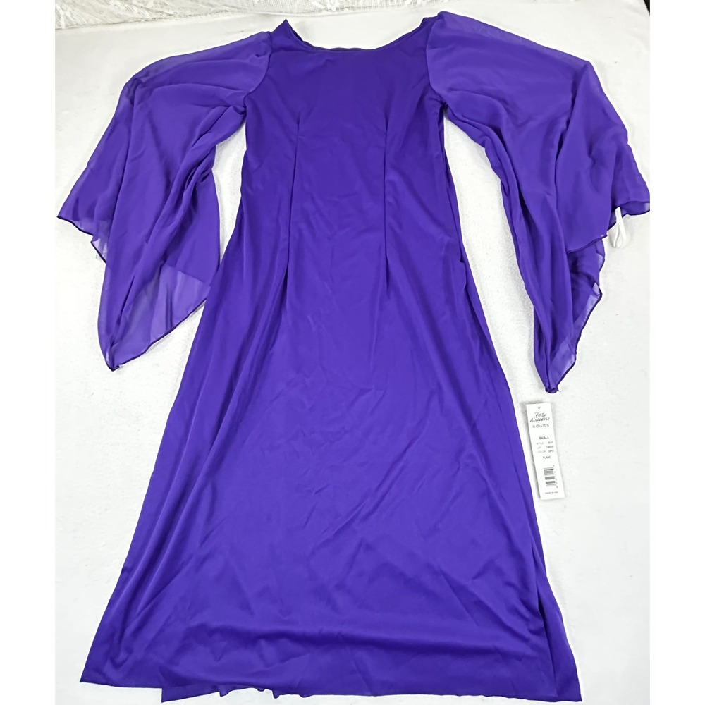 Body Wrappers Women Small Purple Tunic Dress Sheer Cape Sleeve NEW